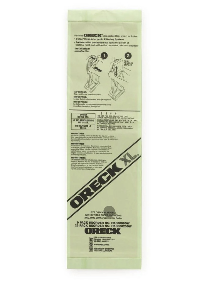 ORECK Commercial CELOC bags hypo-allergenic (9 count)